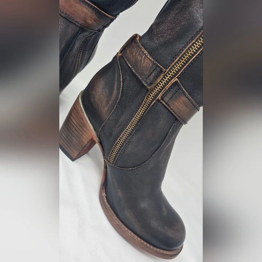 Freebird Women's Holland Distressed Brown Western Round Toe Tall Boots Size 8 - Picture 6 of 16